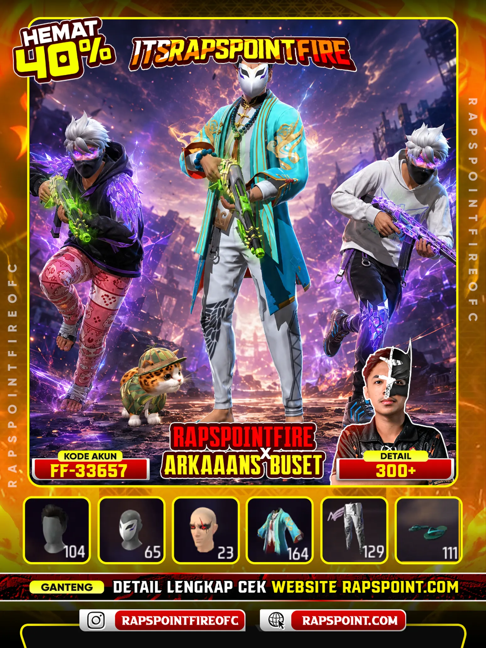 Evo Woodpocker 5, Sg 2 Lumut,Arctic Blue, Vigilante On, Shadow Earthshaker On, Kakashi On, Rambut Kakashi Putih, Tungtung Sahur On, Rambut Kakashi Hitam, Angel Ungu On, Angel Putih