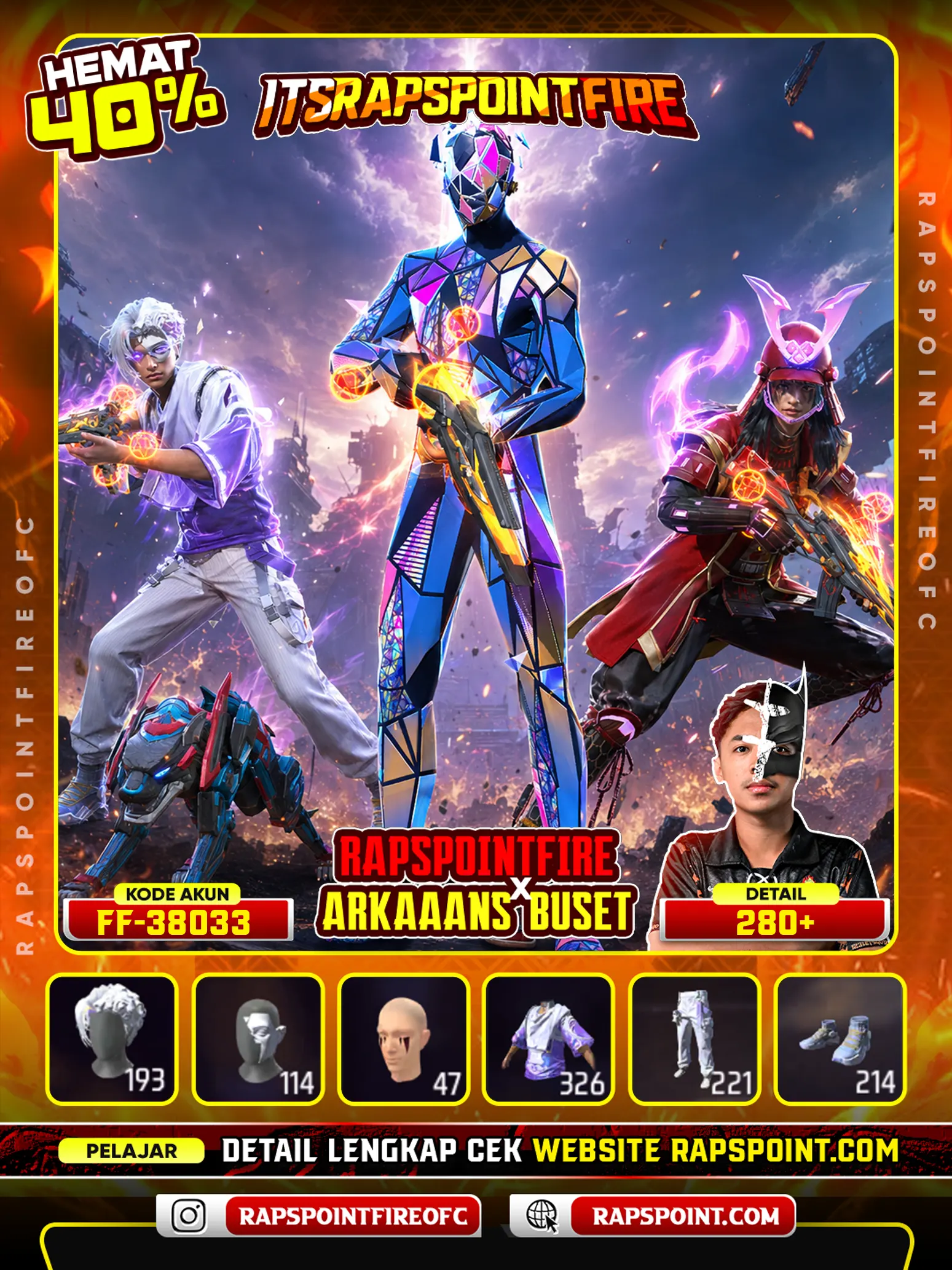 Sg 2, No Evo, Sg 2 Mete Merah, Sg 2 Mamba, Sg 2 Bunny,Shadow Earthshaker On, Sakura On, ⁠Bundle Silent Statement On, Super Fushion On, Bts On, Baju Tengen, Rambut Kakashi Putih, Angel Putih