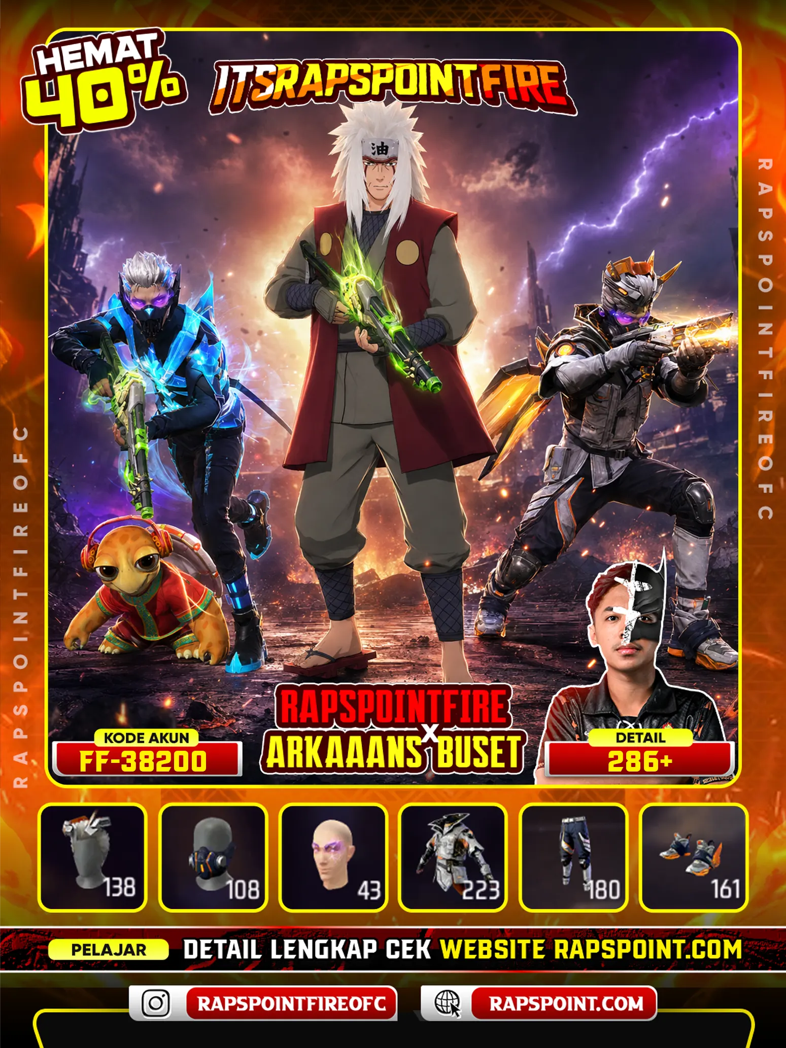 Evo Ump Booyah Day 2021 4, Evo Mp5 4, Sg 2 Lumut,Jiraiya On, Rambut Kakashi Hitam, Arctic Blue, Shadow Earthshaker On