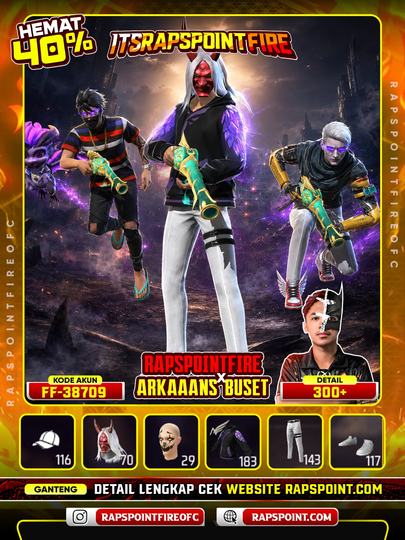 Evo Parafal 6, Sg 2 Peluru Suci, Sg 2 Mamba, Sg 2 Trompet, Sg 2 Bunny, Evo, Sg 2,Bundle Silent Statement On, Shadow Earthshaker On, Jiraiya On, Arctic Blue, Ramadhan On, Rambut Kakashi Hitam