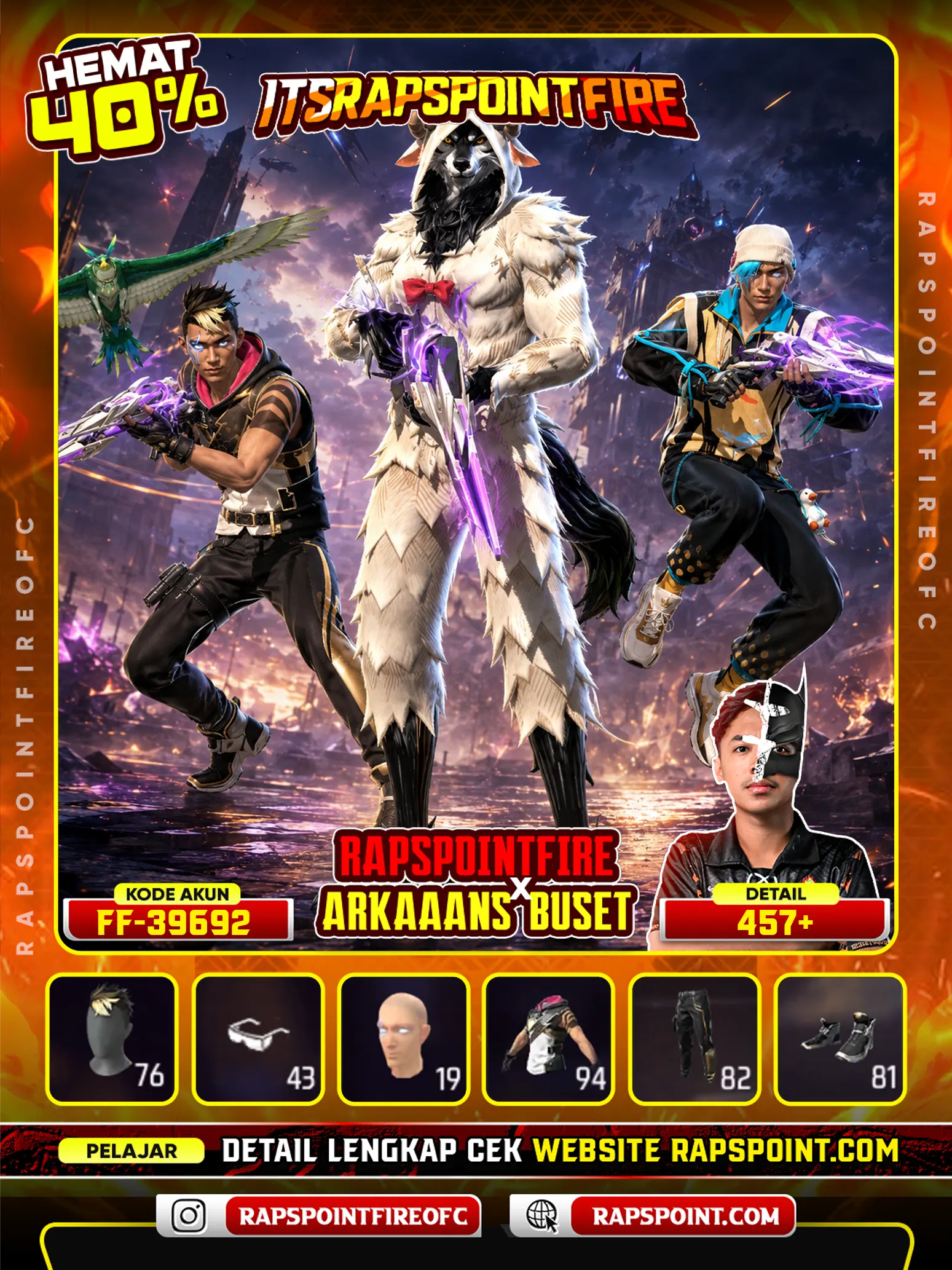 Evo Mp5 5, Evo Xm8 6, Evo Sg 2 4,Rambut Kakashi Hitam, Angel Merah, Yinyang Hitam On